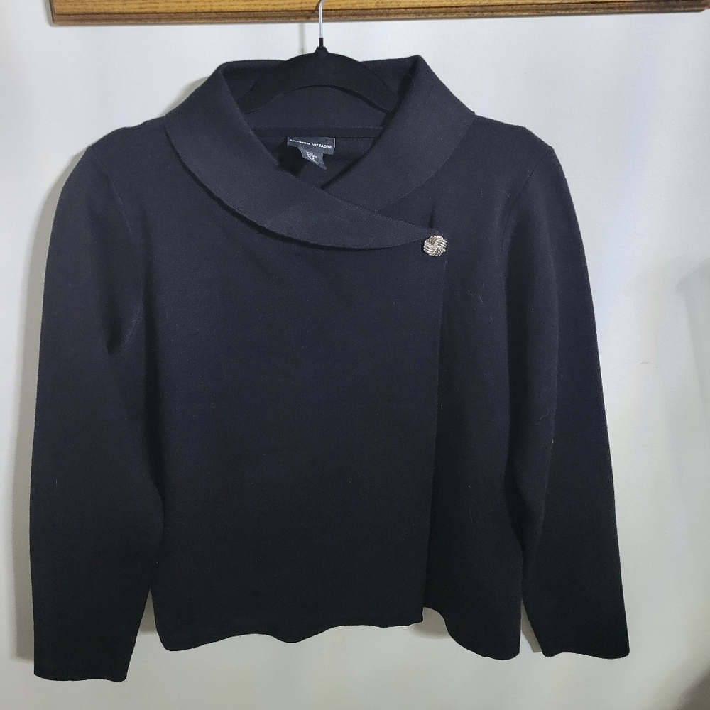 Adrienne Vittadini Women's Black Sweater Side Button Closure, Size M